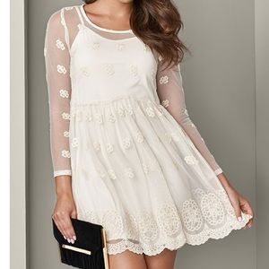 Venus Off White Lace Embroidered Dress